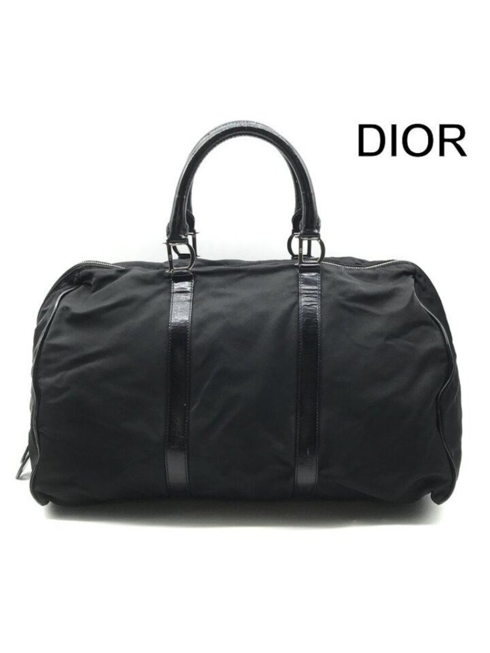 Dior Nylon Patent Boston Hand Bag Black Bag
